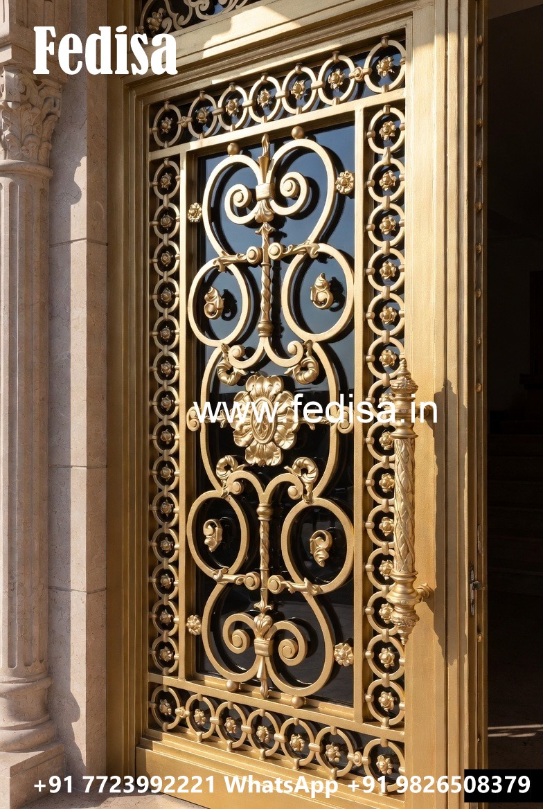 Stylish Black Iron Grill Gate Design No-5374