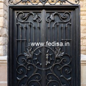Modern Iron Gate Grill Design with Artistic Detail No-6175