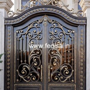 Contemporary Black Metal Gate Grill Design No-6828