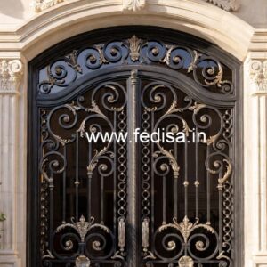 Modern Iron Gate Grill Design with Artistic Detail No-7075