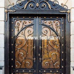 Modern Iron Gate Grill Design with Artistic Detail No-7375