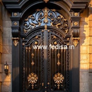 Contemporary Black Metal Gate Grill Design No-7728