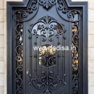 Modern Iron Gate Grill Design with Artistic Detail No-7975
