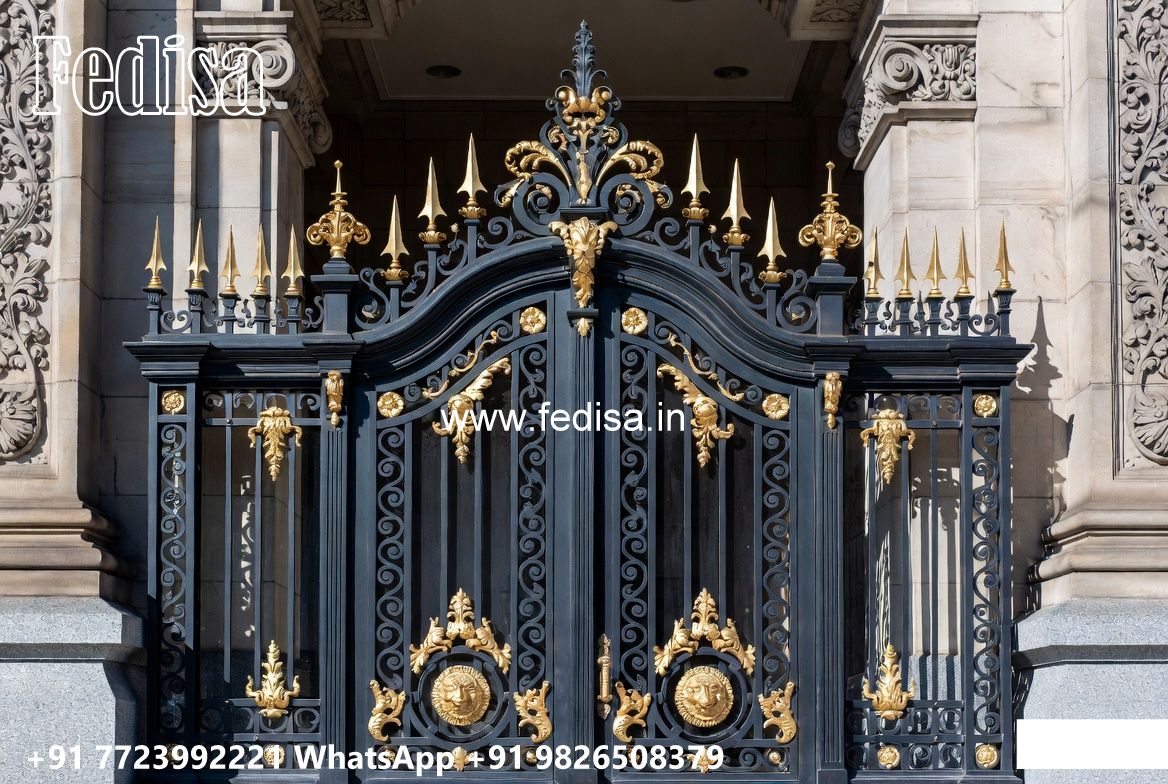 Villa Elevation Iron Design with Elegant Detailing No-3522