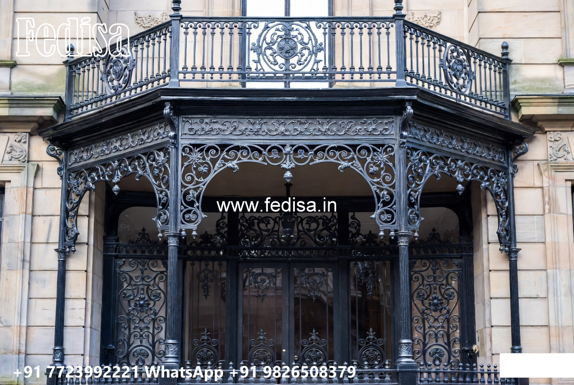 Villa Elevation Iron Design with Artistic Structural Detailing No-3648