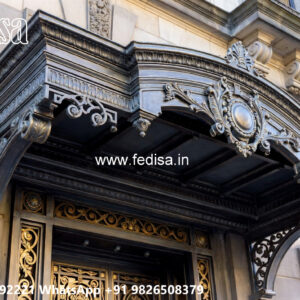 Villa Elevation Iron Design with Elegant Geometric Detailing No. 3774