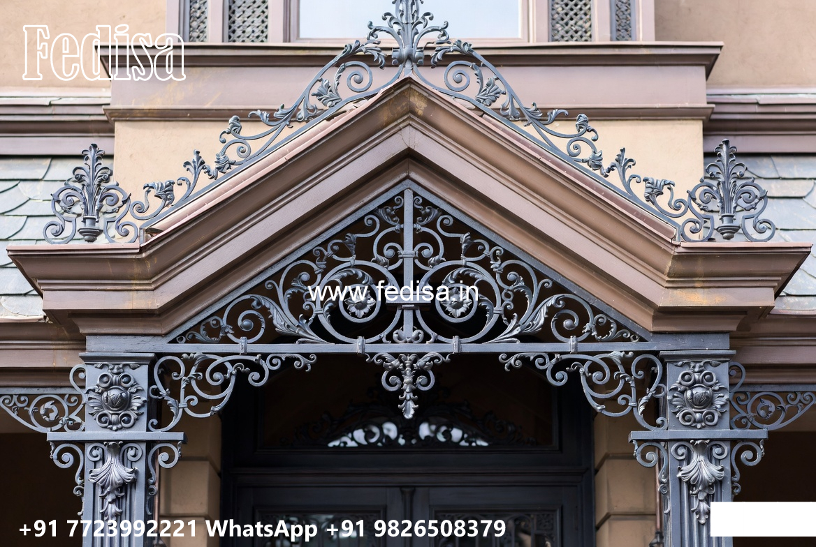 Villa Elevation Iron Design with Stylish Front Detailing No-3868