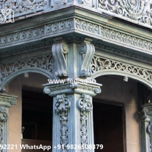 Villa Elevation Iron Design with Elegant Structural Patterns No-3879